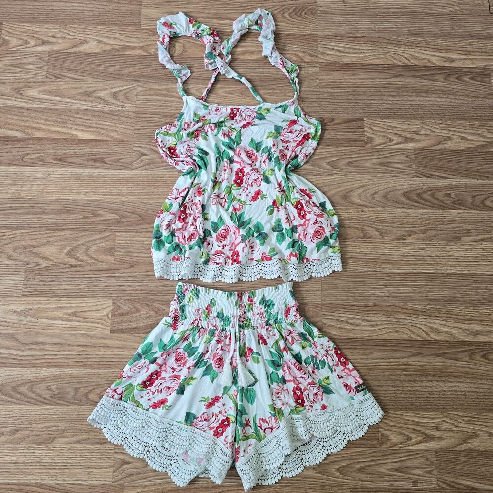 Matilda Jane PJ Set Women XS Lets go together Perfect Night Shorts Tank Floral